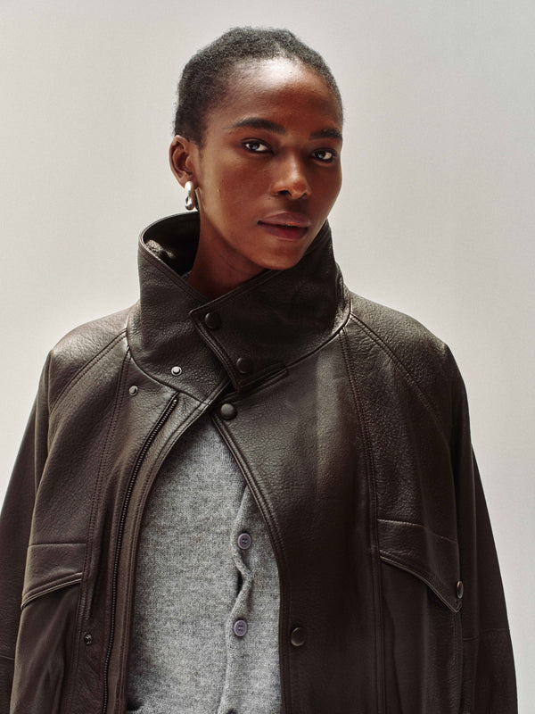 High-Neck Lederjacke aus Neuseeland