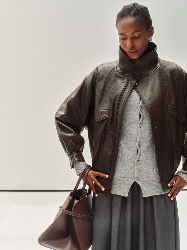 High-Neck Lederjacke aus Neuseeland