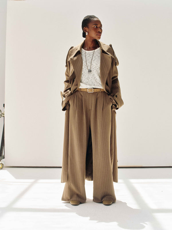 Drift Pinstripe Trench Coat