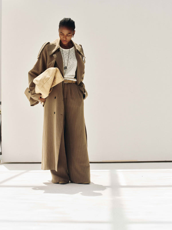 Drift Pinstripe Trench Coat