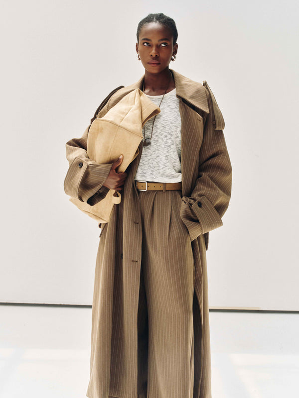 Drift Pinstripe Trench Coat