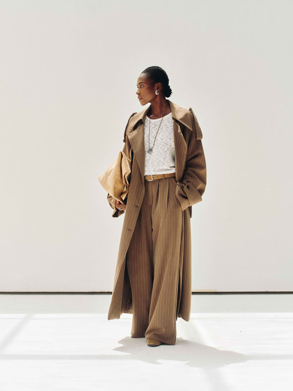 Drift Pinstripe Trench Coat