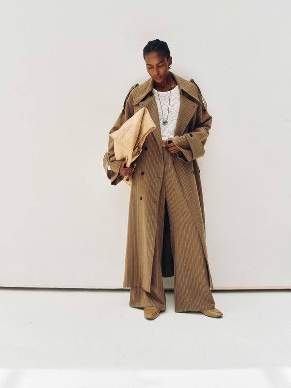 Drift Pinstripe Trench Coat