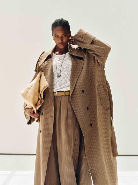 Drift Pinstripe Trench Coat