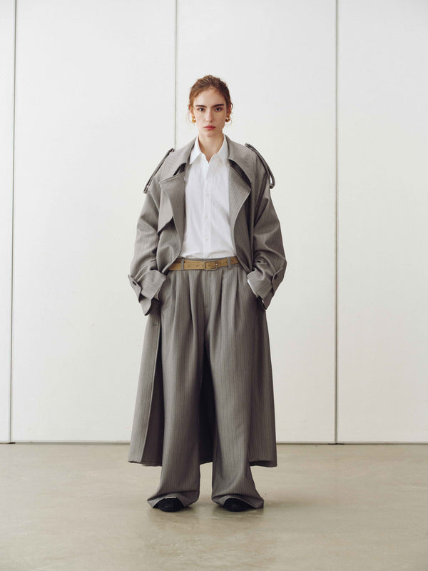Drift Pinstripe Trench Coat