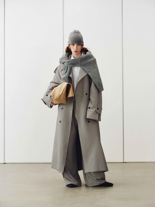 Drift Pinstripe Trench Coat