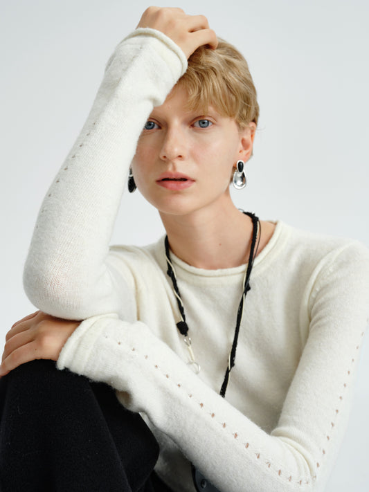 Textured Flare-Sleeve Knit Top