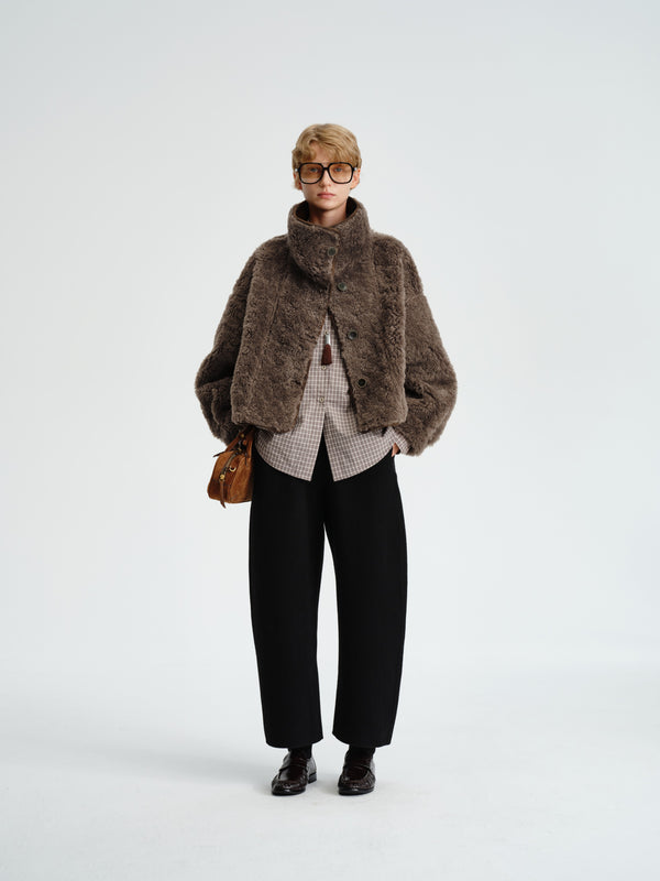 Wool Banana-Leg Cropped Pants