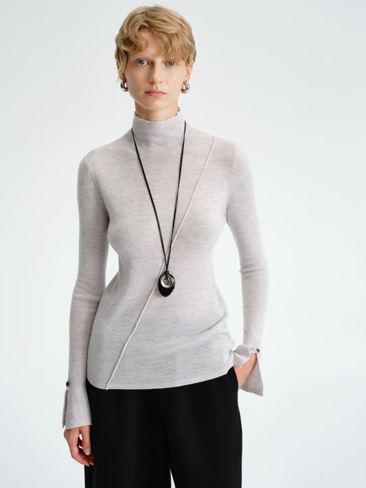 Asymmetric Wool Turtleneck