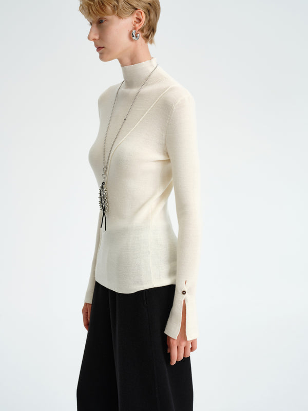 Asymmetric Wool Turtleneck