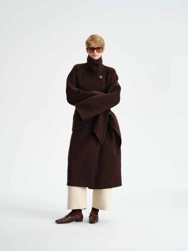 Double-Faced Wool–Camel Cape Coat