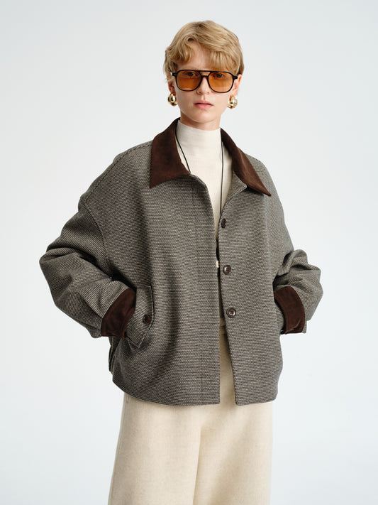 Houndstooth Short Down Jacket