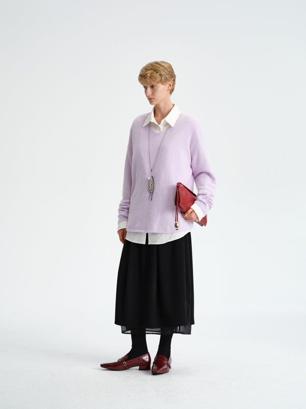 Layered Wool-Blend Skirt