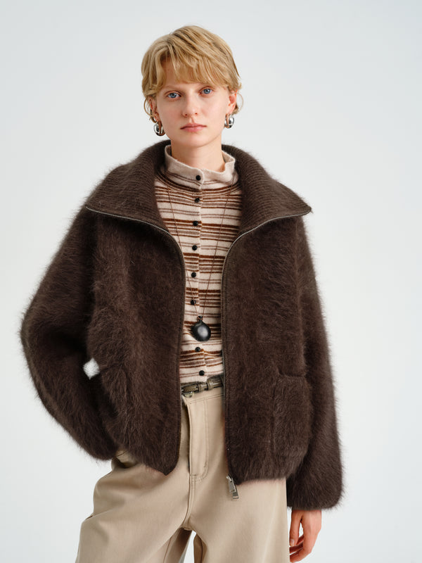 Hush Rabbit-Wool Zip Jacket