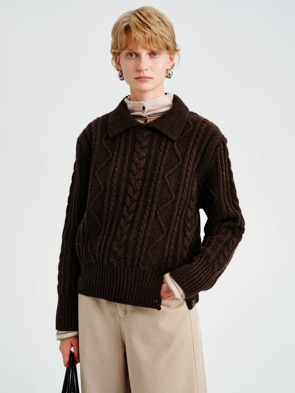Loam Raccoon-Wool Cable Sweater