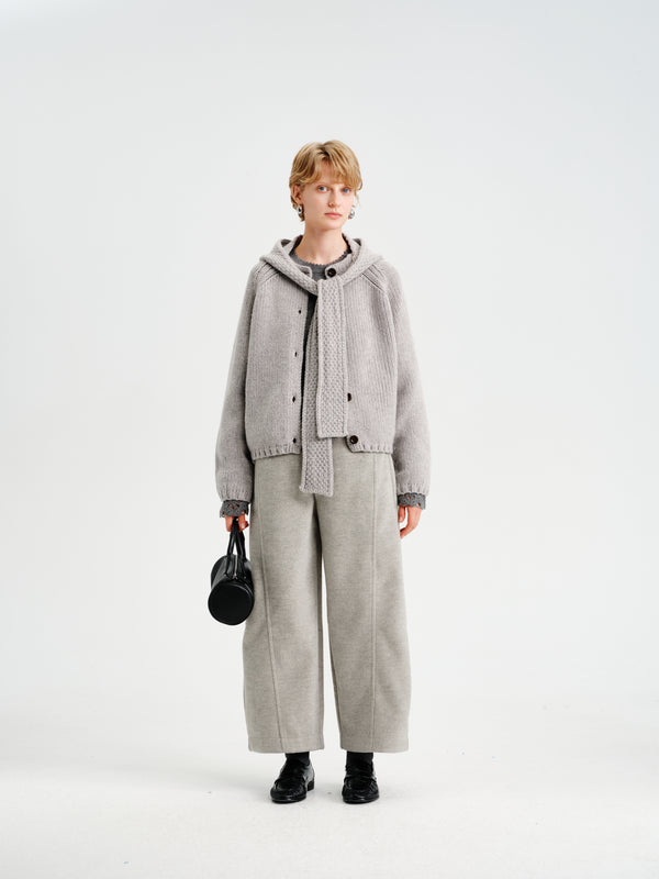 Noël Hooded Wool Scarf Cardigan