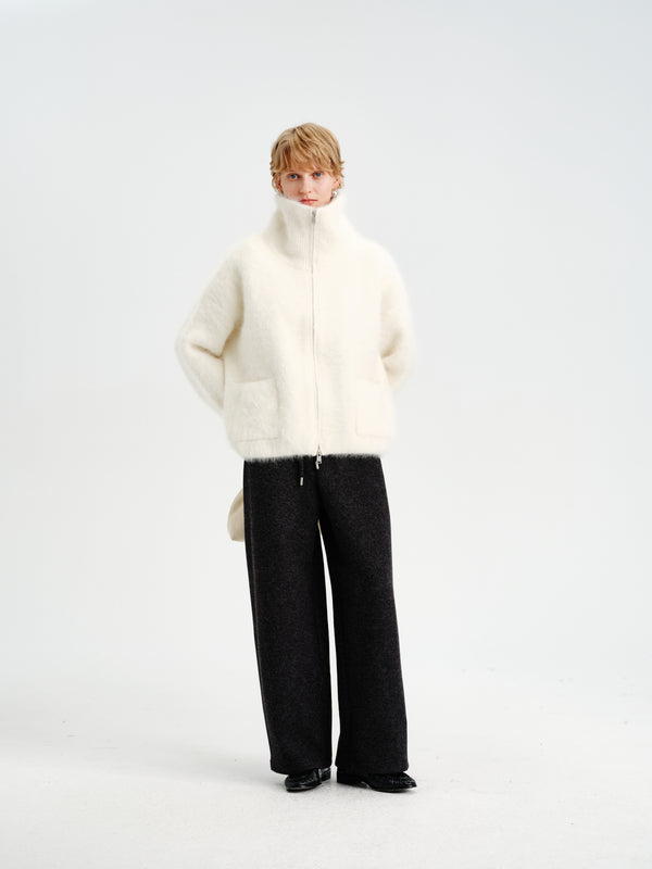 Hush Rabbit-Wool Zip Jacket