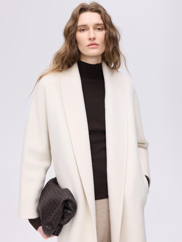 Wool–Camel Wrap Coat
