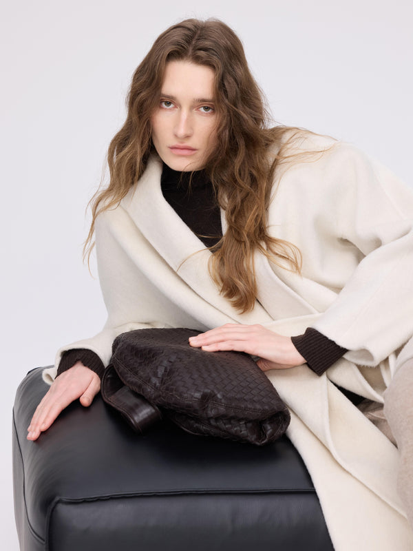 Wool–Camel Wrap Coat