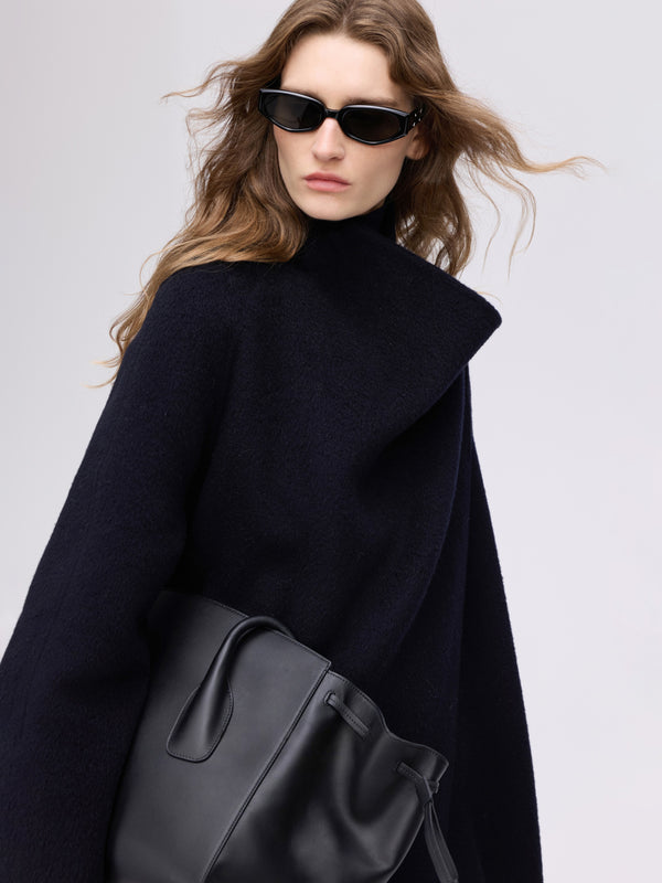 Asymmetric Wool Wrap Coat