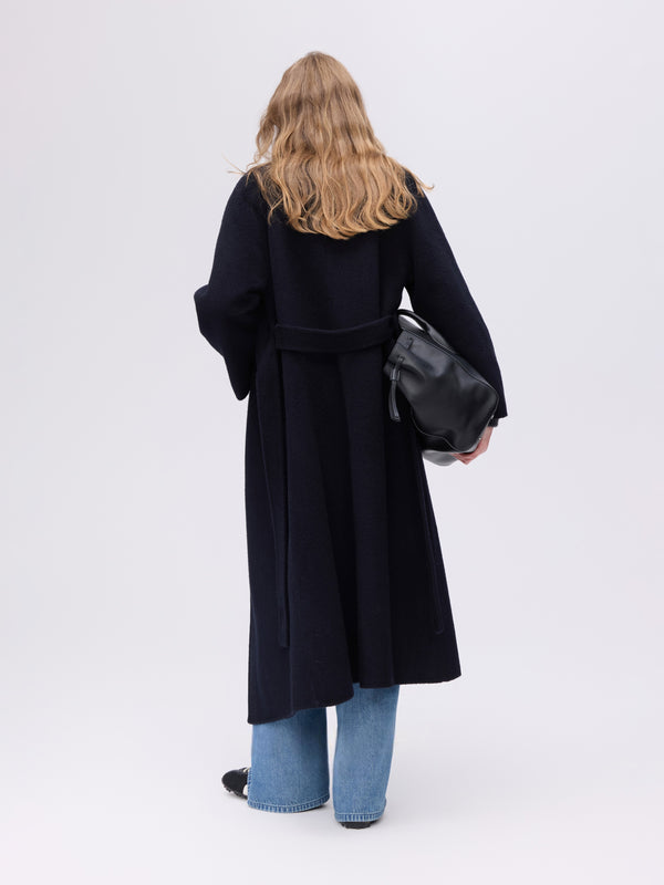 Asymmetric Wool Wrap Coat