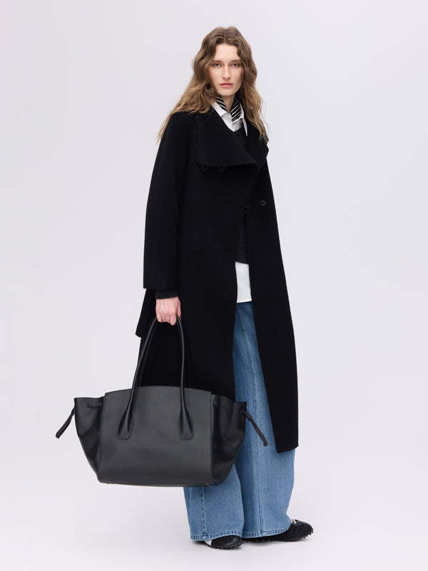 Wool–Camel High-Neck Coat