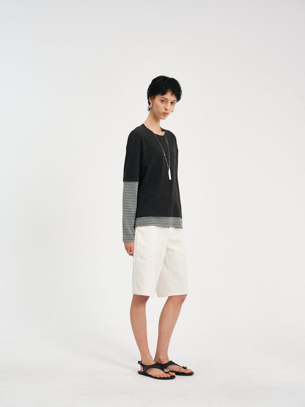 Faux Two Piece Long Sleeve T-shirt