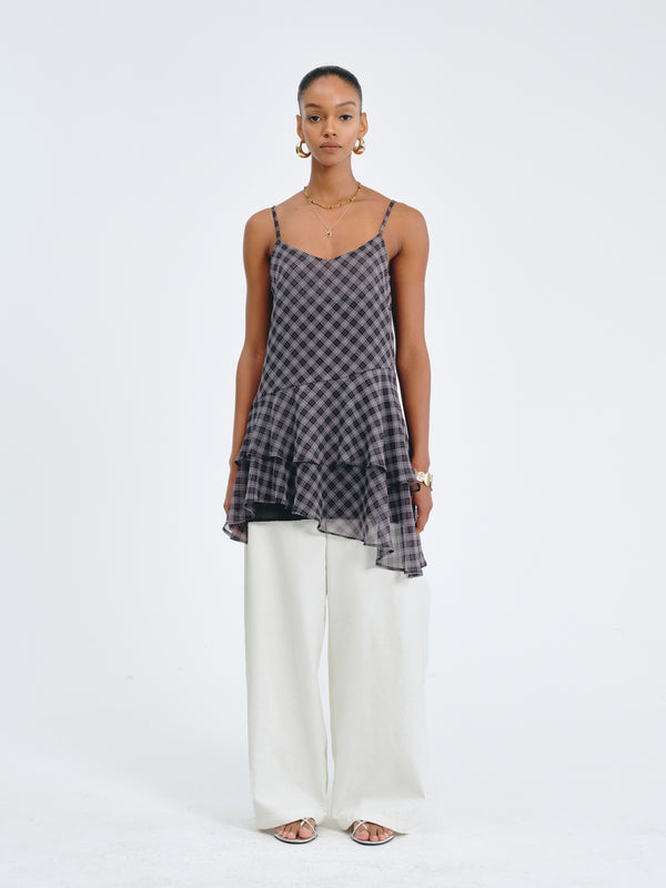 Plaid Flounce Top