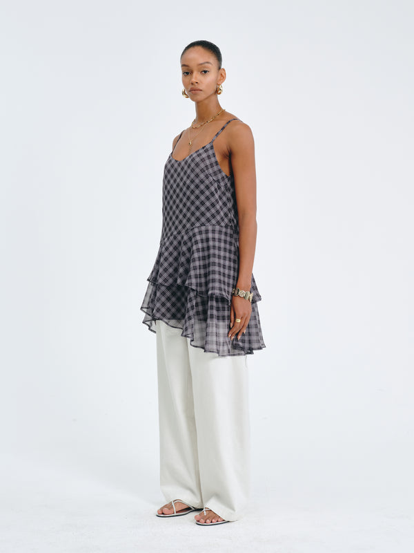 Plaid Flounce Top