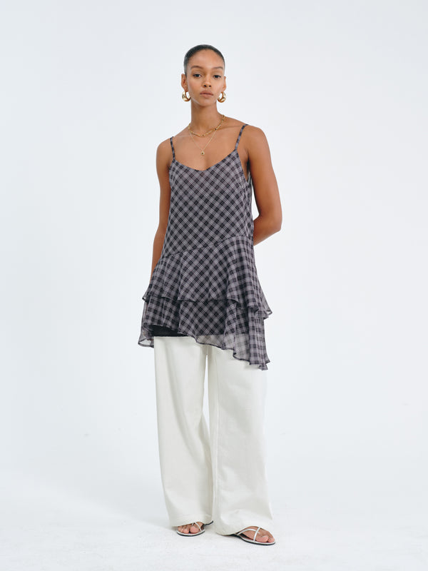 Plaid Flounce Top