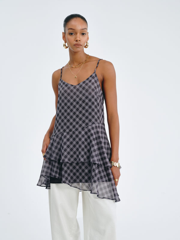 Plaid Flounce Top