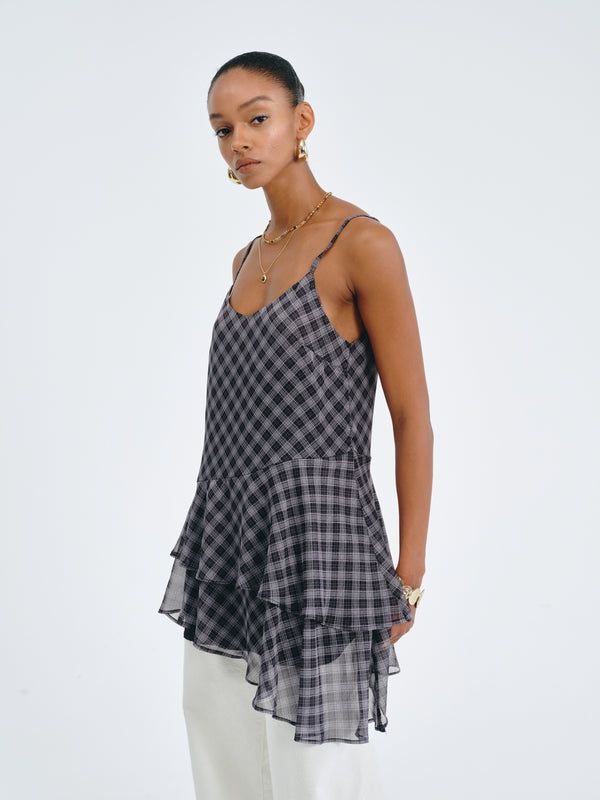 Plaid Flounce Top