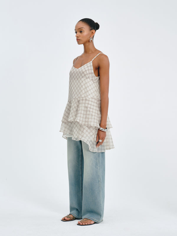 Plaid Flounce Top