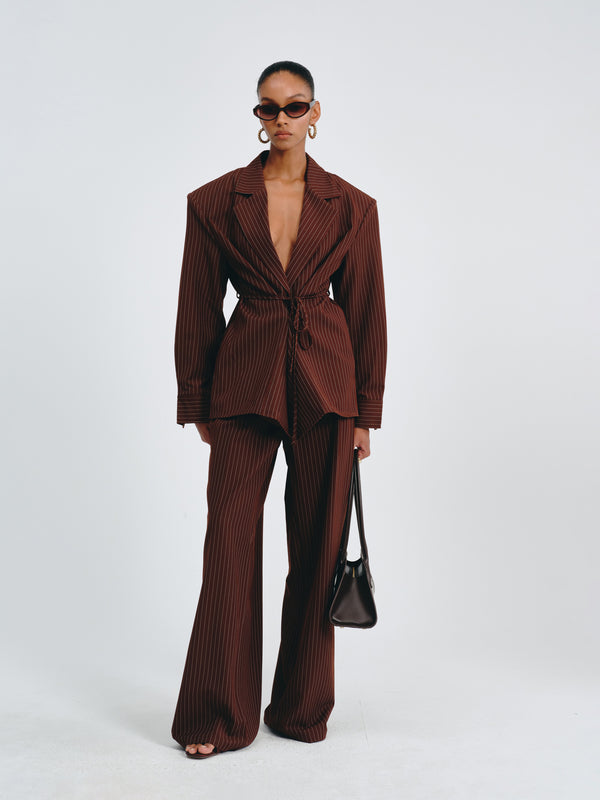 Stripes Belted Blazer
