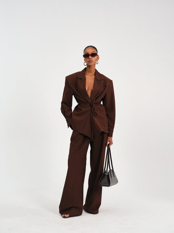 Stripes Belted Blazer