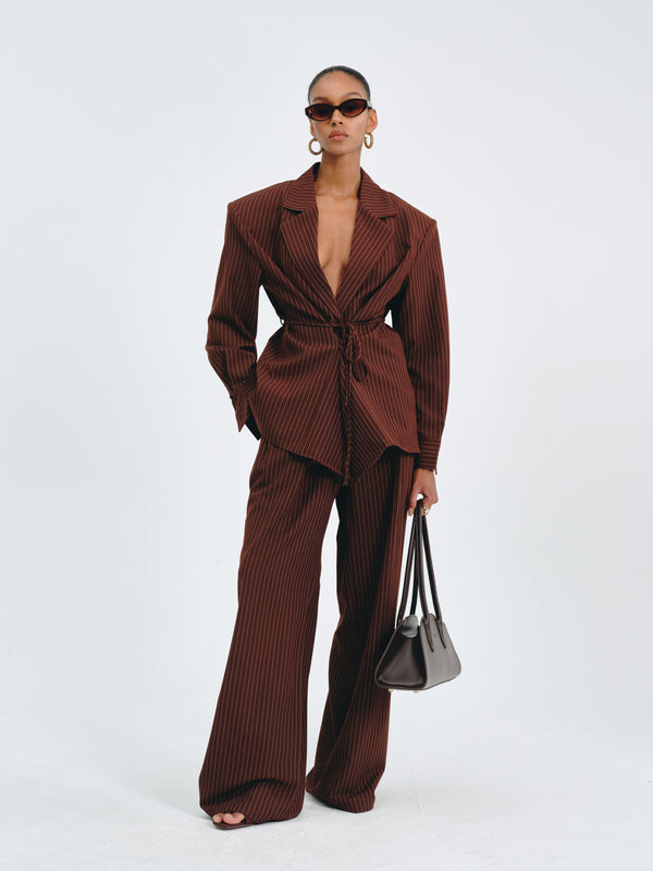 Stripes Belted Blazer