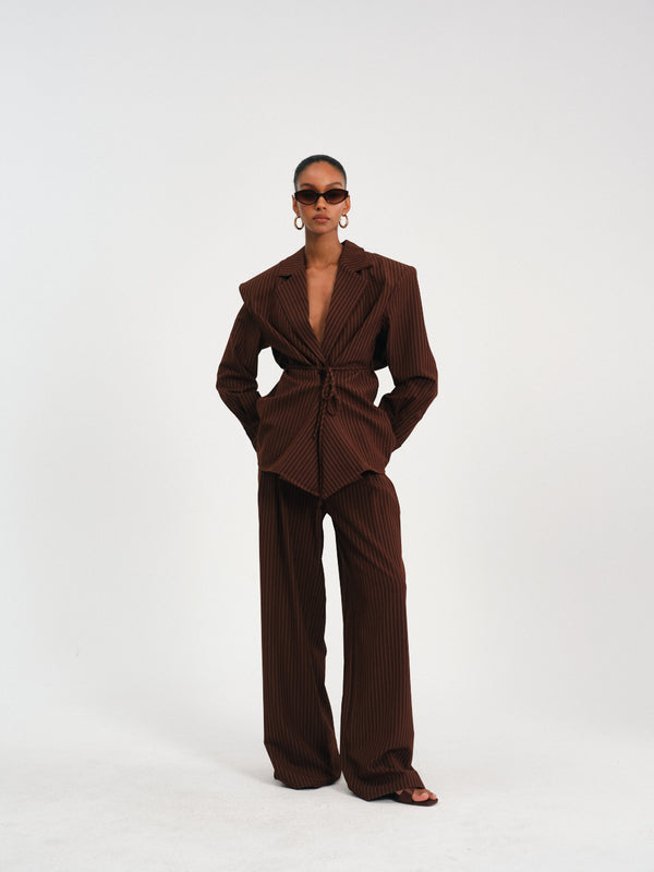 Stripes Belted Blazer