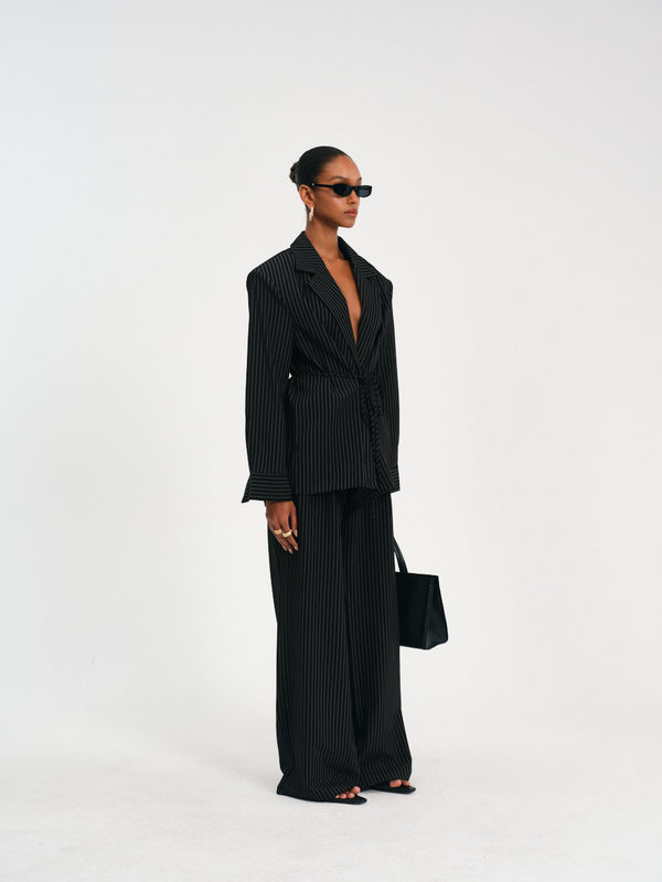 Stripes Belted Blazer