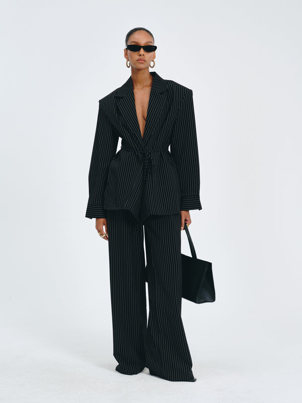 Stripes Belted Blazer