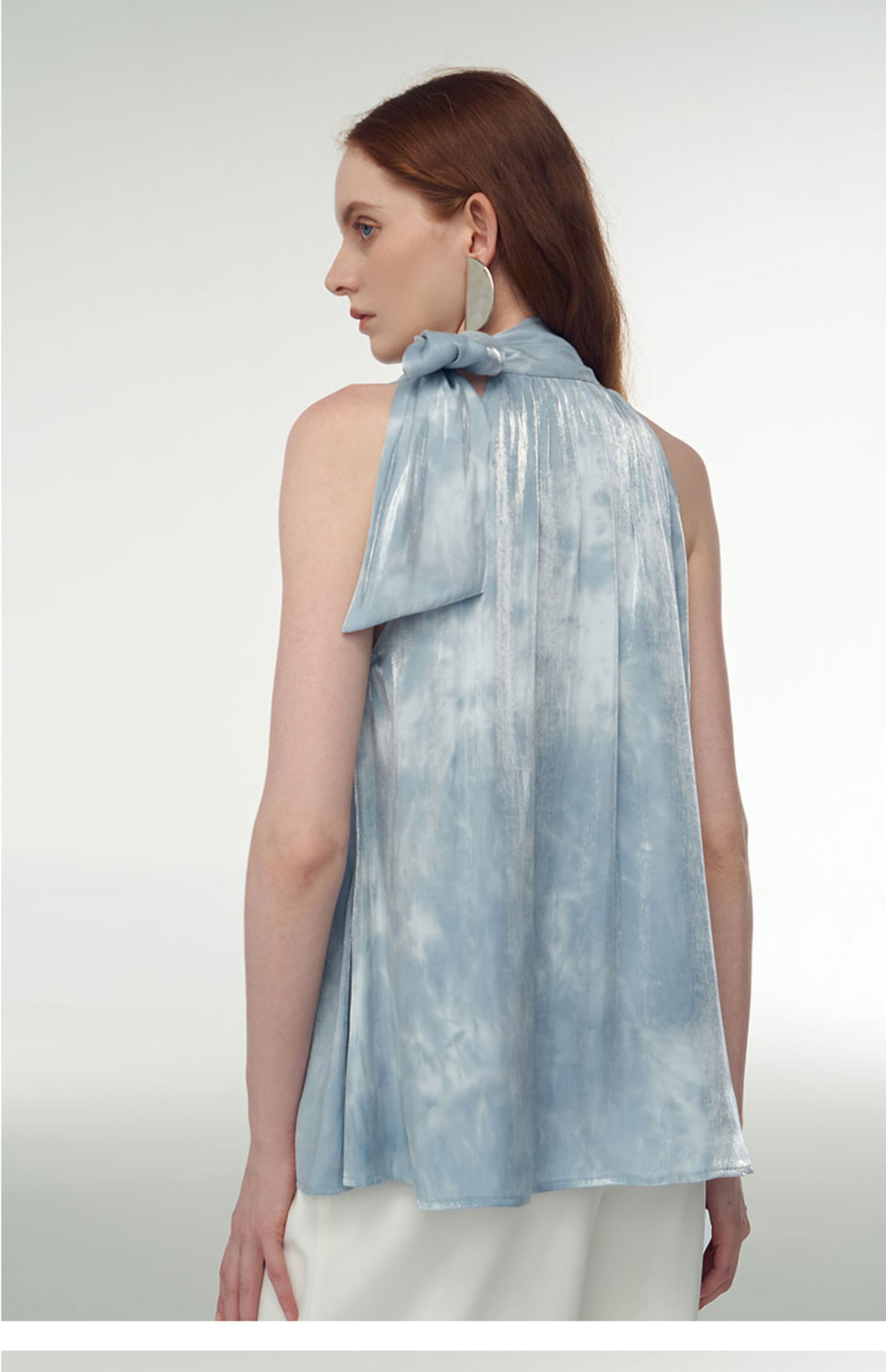 Ripple-Dye Satin Halter Top