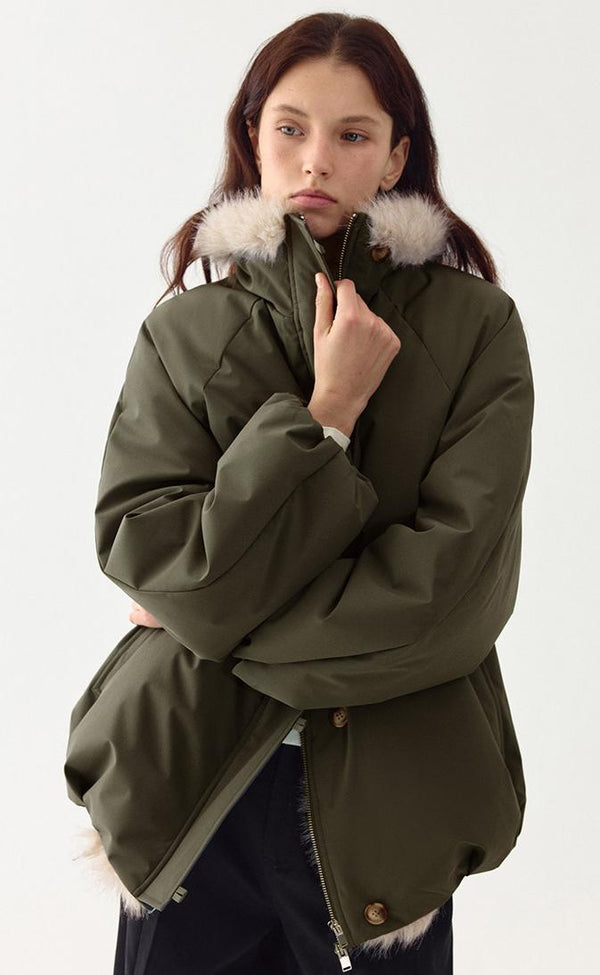 Eco-Fur Collar Down Jacket