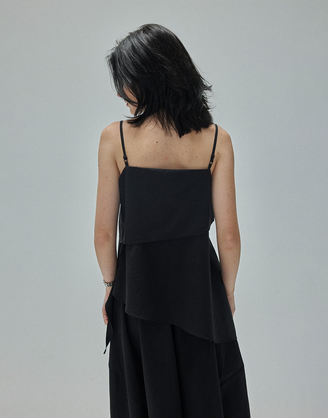 Black Textured Layered Cami Set
