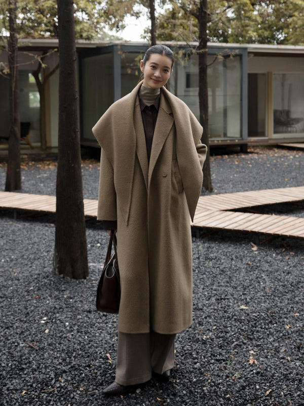 Structured Wool Scarf Coat