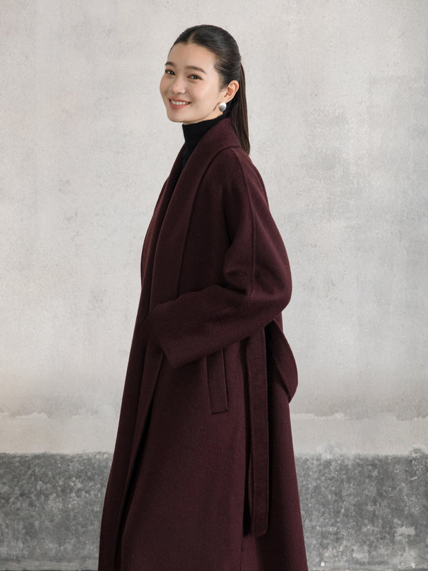 Wool–Camel Wrap Coat