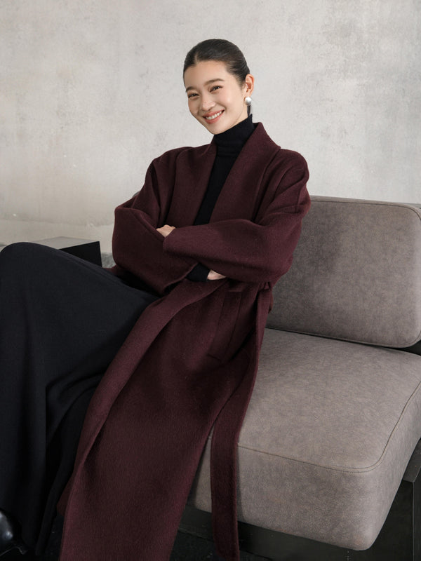 Wool–Camel Wrap Coat