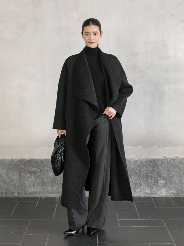Asymmetric Wool Wrap Coat