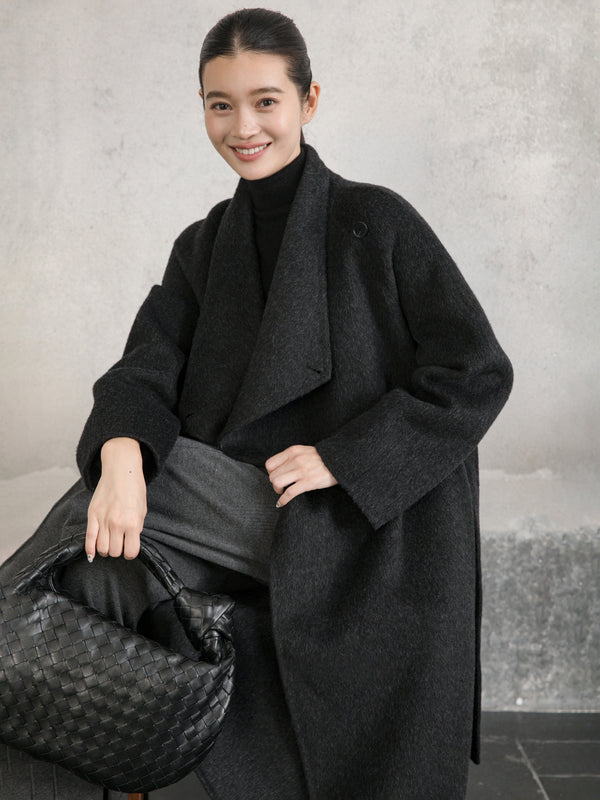 Asymmetric Wool Wrap Coat
