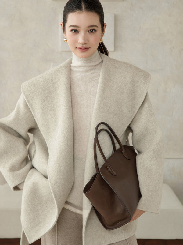 Sculpted Lapel Wool Coat