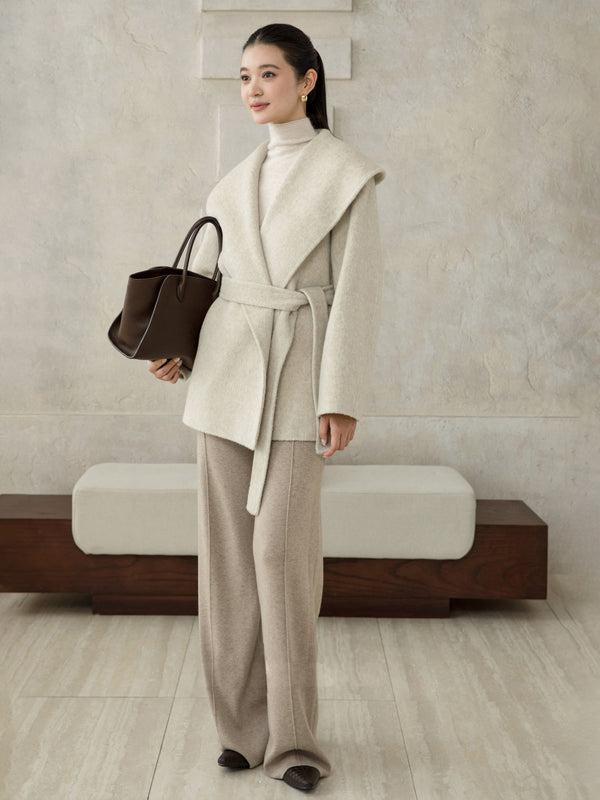 Sculpted Lapel Wool Coat