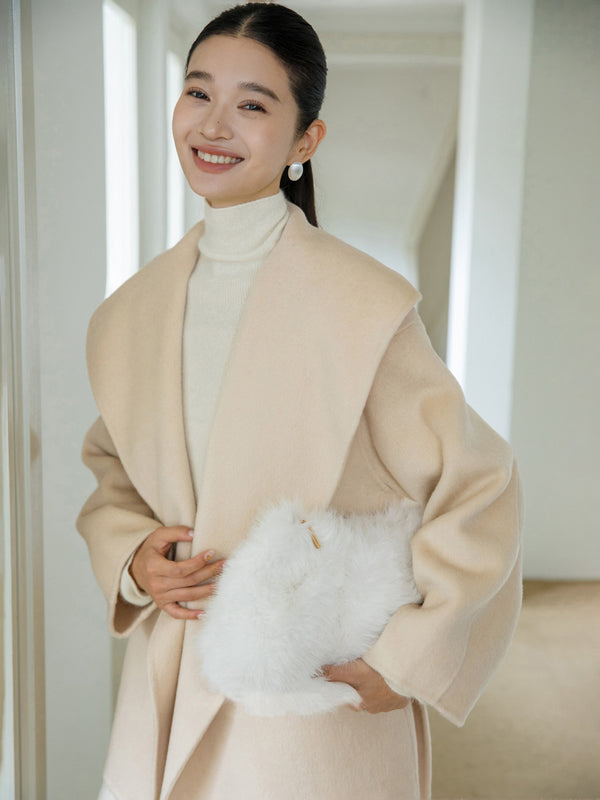 Sculpted Lapel Wool Coat